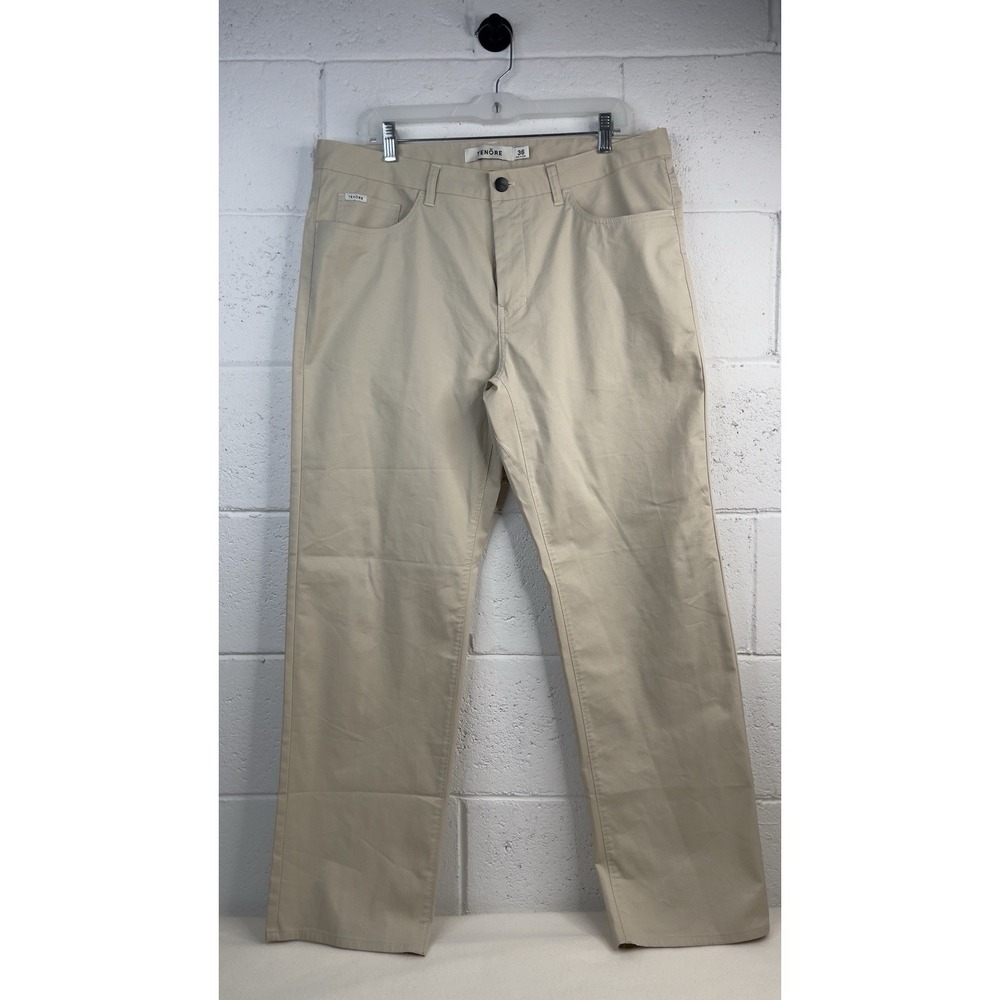 Tenore Pants Mens 36x31  Chino Straight Leg Pocket Front Flat Casual Pants Beige